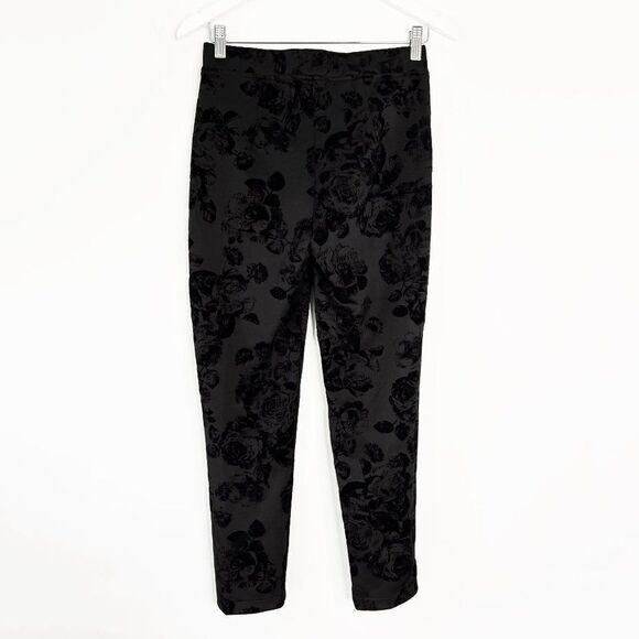 NEW Joseph Ribkoff Amelia Slim Fit Black Floral Flocked Skinny Pants - Picture 2 of 6